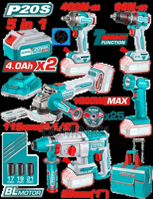 Total 5-piece 20v Industrial Cordless Combo Kit (Model Tckli20592e).
