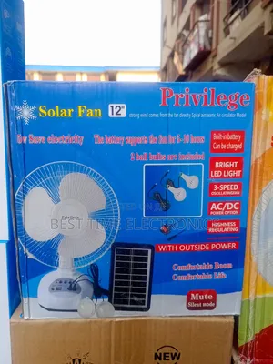 12" Privilege Solar Rechargeable Table Fan