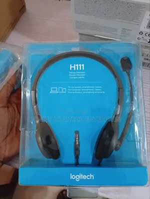 Logitech H111 Wired Stereo Headset – 3.5mm Jack, Noise-Cancel Mic
