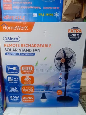 18" Homeworx Solar Rechargeable Stand Fan