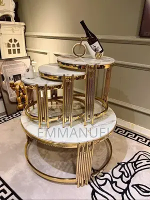 Marble Center Table and Glass Coffee Table With 3in1 Stool
