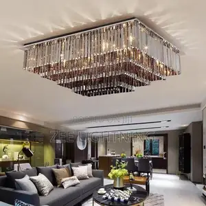 800mm Square Full Black Crystal Led Chandelier With Remote Control
