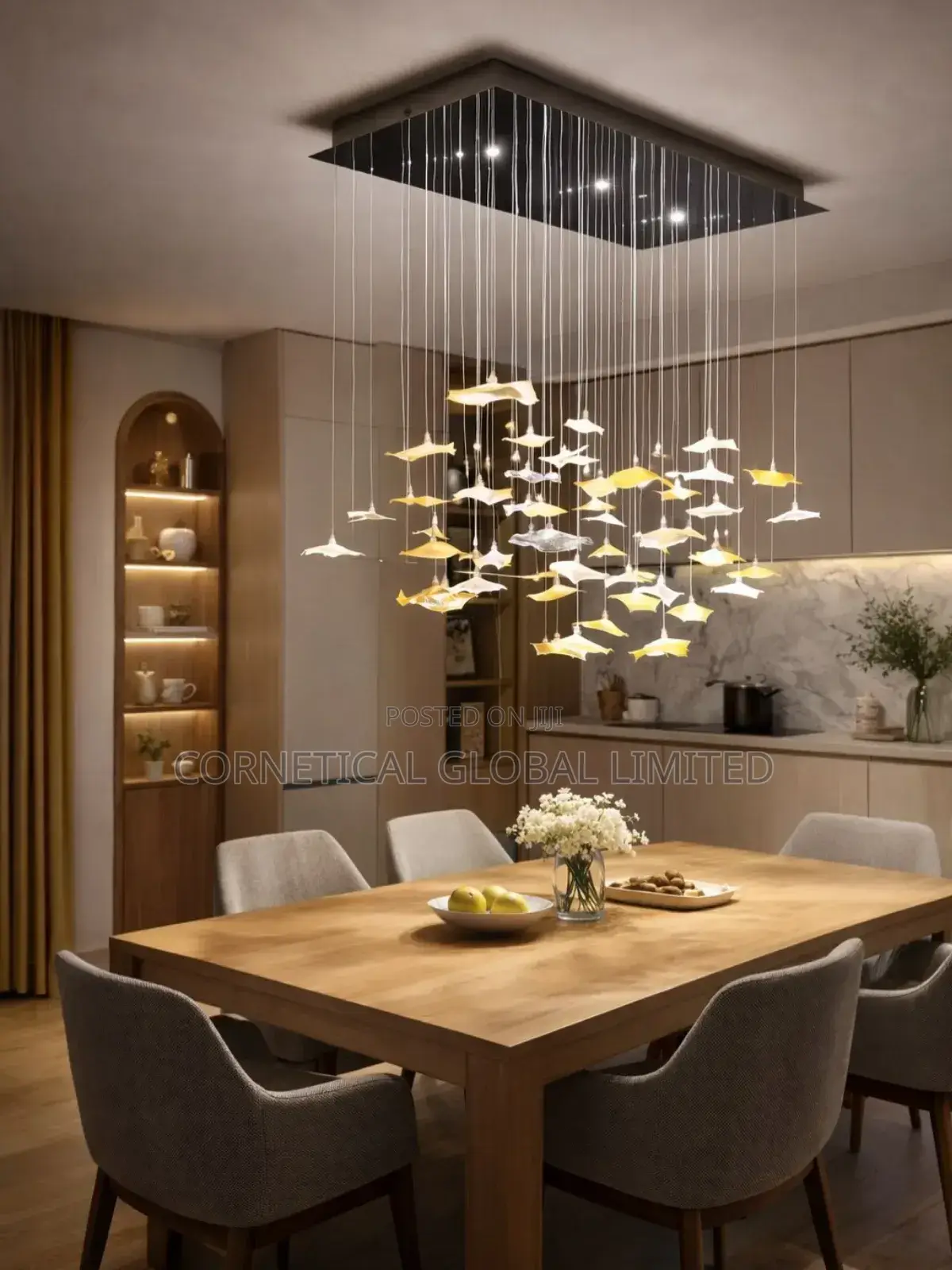 Floating Glass Leaf Dining Chandelier
