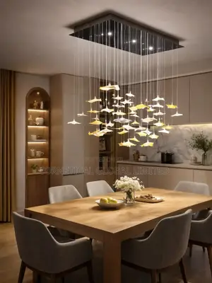 Floating Glass Leaf Dining Chandelier
