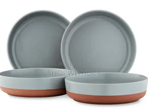 Barbary Oak Verona Set of 4 Pasta Bowls in Slate, Terracotta.