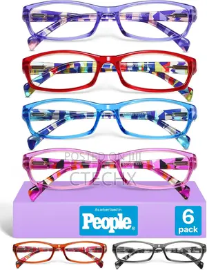 6 Pack Reading Glasses Spring Hinge Eyeglasses Blue Light Blocking 3.0
