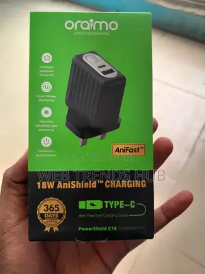 Oraimo 18w Fast Charger + Type-C Cable (Powershield C18) Ocw-U83d+C53
