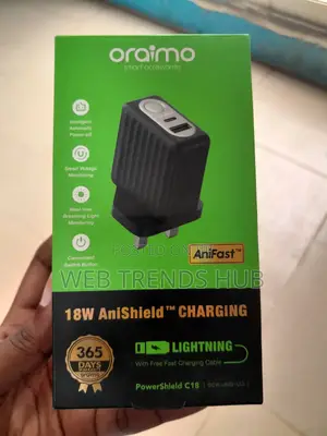 Oraimo 18w Fast Charger + iPhone Cable (Powershield C18) Ocw-U83d+L53