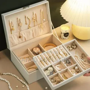 Double Layer Leather Jewelry Storage Box