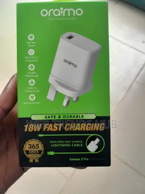Oraimo Cannon 2 Pro 18w Fast Charger + iPhone Cable (Ocw-U97s+L53)