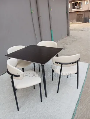 Modern 4-Seater Dining Table Set - Square Table Padded Chairs