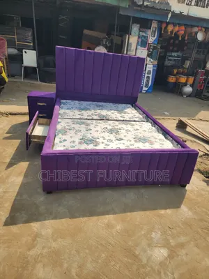 4.5by6 Upholstery Padded Bed Frame With Side Drawers