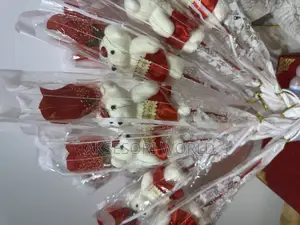 Led Valentine Single Rose and Teddy Bear