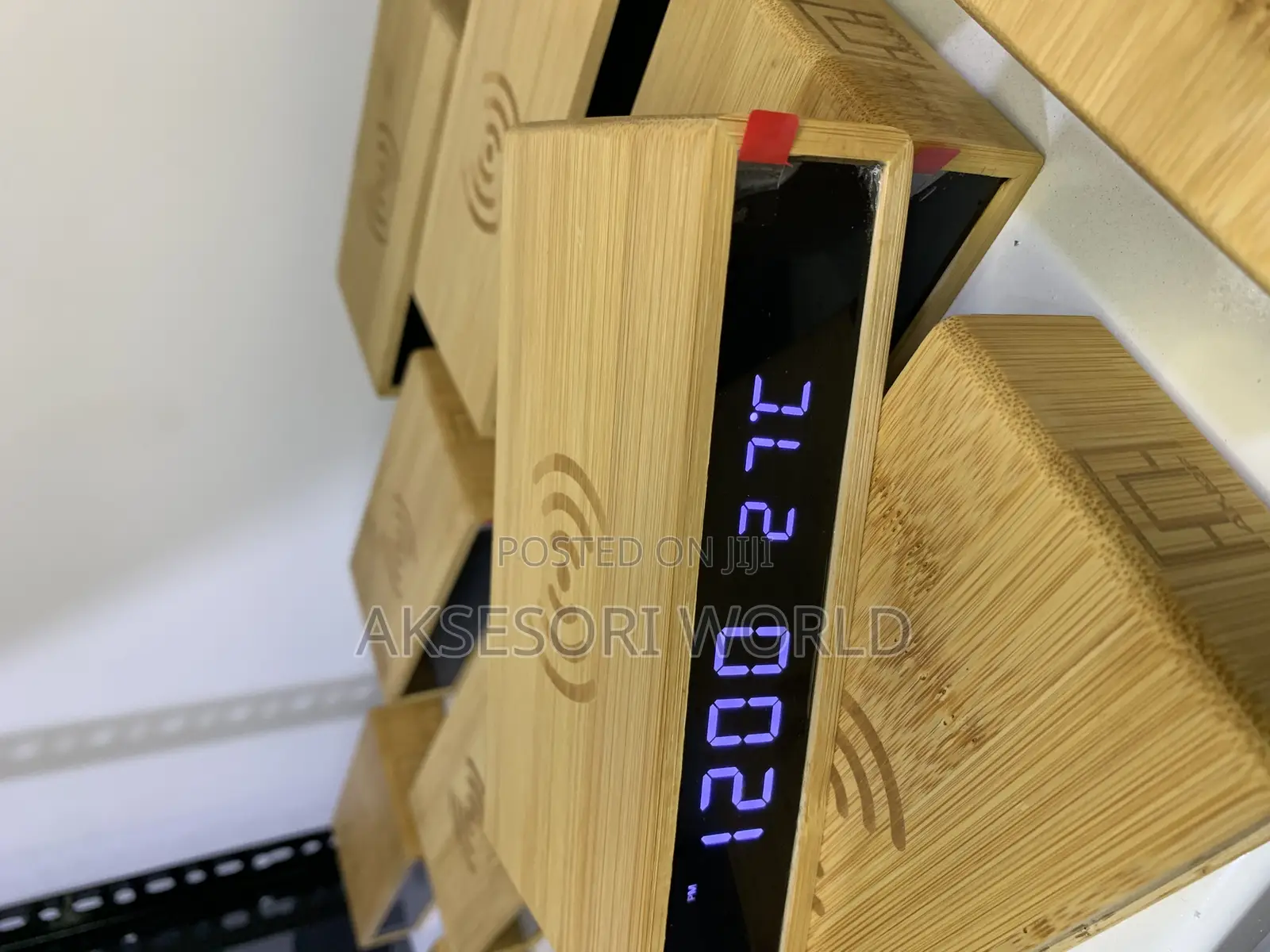 Bamboo Desk/Bedside Clock With Wireless Charging