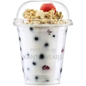 Clear Plastic Disposable Cups With Dome Lids - 12oz - 100pcs
