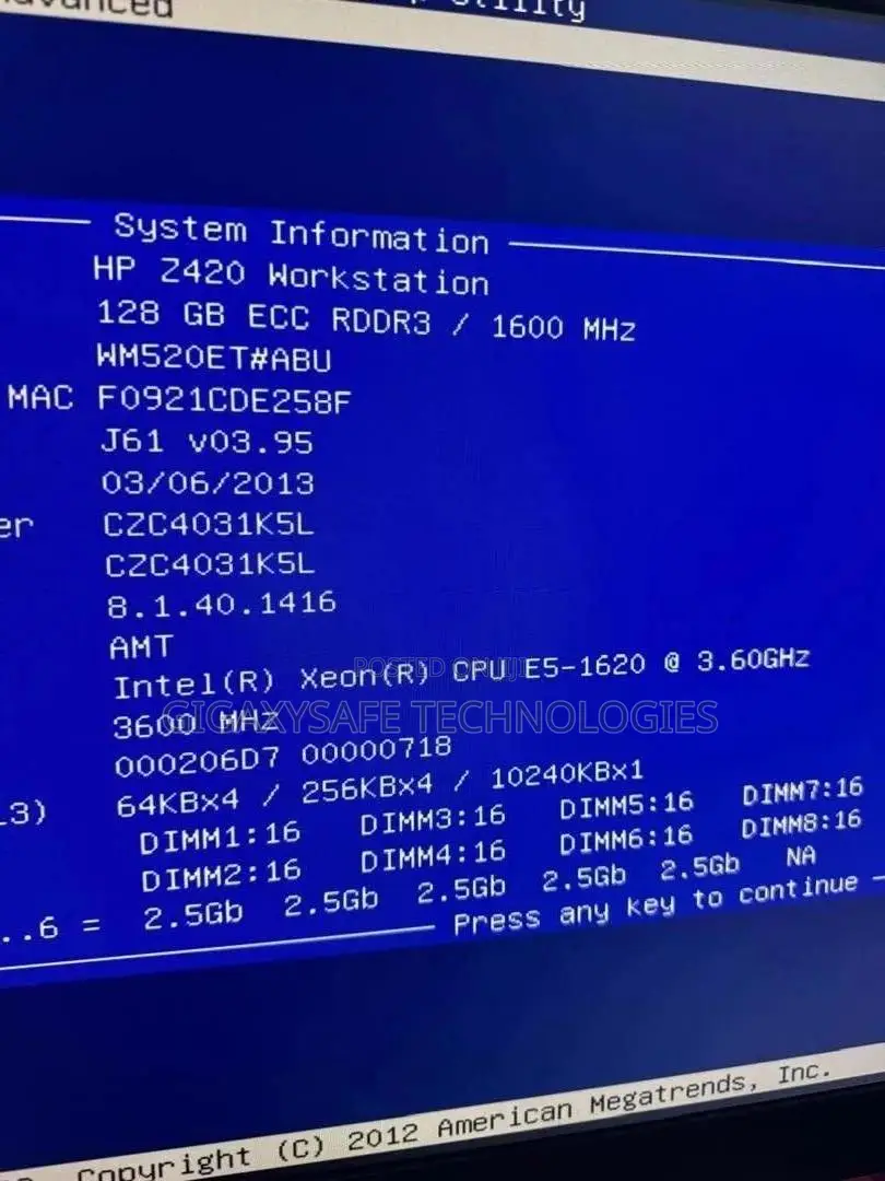 Desktop Computer HP Z420 128GB Intel Xeon SSD 512GB