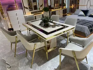 Luxury 6-Seater Dining Table Set With Upholstered Chairs