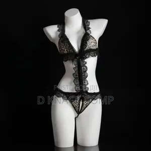 Leopard Print Jumpsuit Lace Lingerie Pajama Set - Black