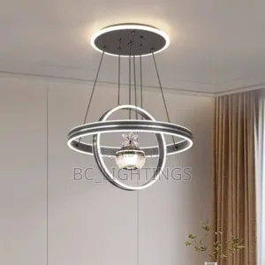 Modern Led Chandelier Light Black, Gold and White Body