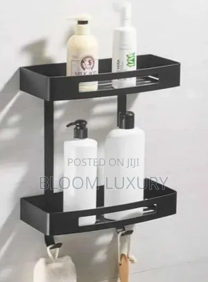 Black And Silver Bathroom Shelves