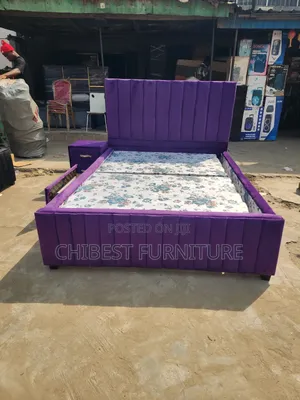 Purple Coloured 4.5by6 Padded Bed Frame