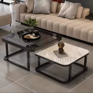 2-in-1 Square Creative Metal Glass Centre Table