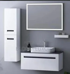 Bathroom Cabinet With Led Mirror And Side Shelf
