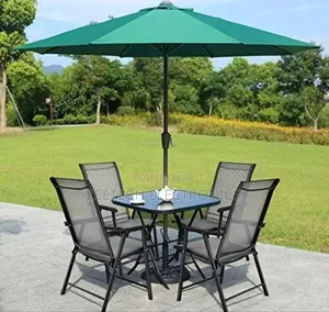 Outdoor Patio Furniture Set of Table and 4 Chairs With Umbrella