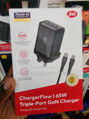 Itel 65w Gan Charger Triple Port Kit With 3a Type-C Cable Icw-652