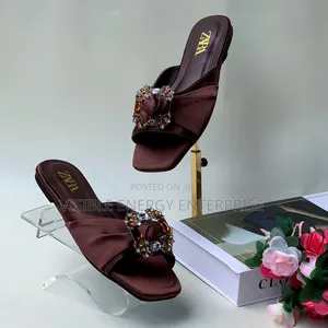 Luxury Zara Satin Mules Flat Shoes