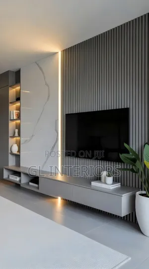 Tv Console With Marble Backdrop