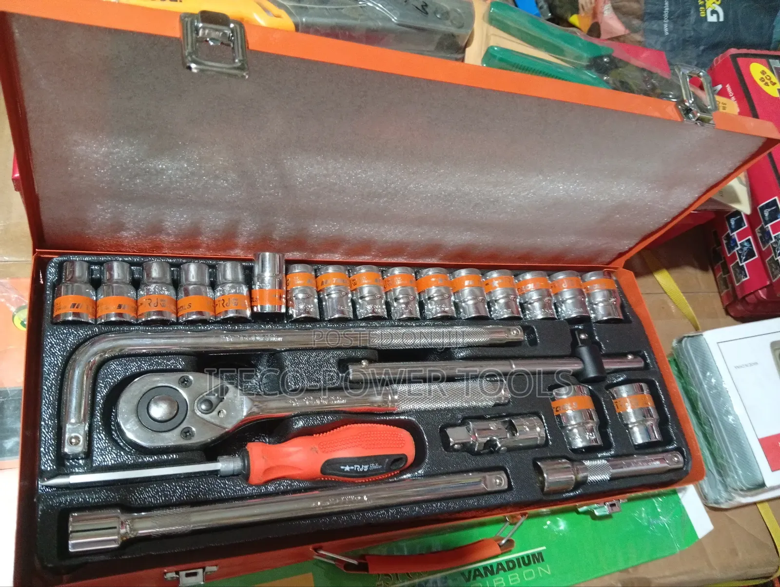 Socket Wrench Set, Typically Featuring Chrome-Vanadium Construction,