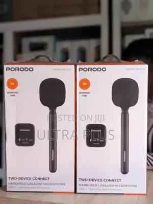 Porodo Two-device Connect Handheld Lavalier Microphone