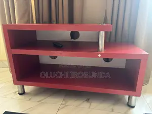 Wooden With Metal Slots Tv Stand