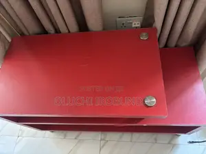 Wooden With Metal Slots Tv Stand