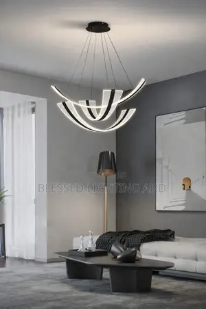 Size 800mm Modern Led Acrylic Chandelier Light. Black Gold Color