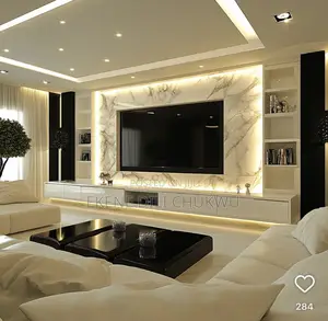 Luxury Marble Tv Feature Wall With Floating Console