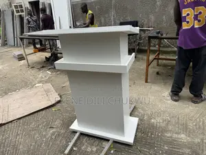 Elegant White Pulpit With Semi-Glossy Wood Finish”