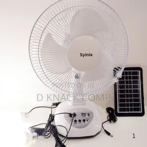 Syinix 12 Inches Rechargeable Fan +Solar Panel +13 Months Warranty