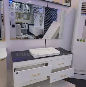 Black and White Cabinet With Led Mirror
