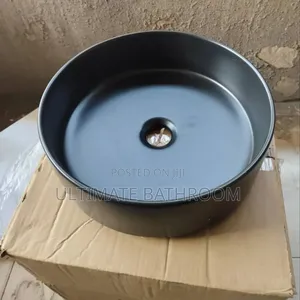 Round Shape Matte Black Counter Top Washing Hand Basin