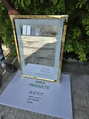 Anka 70x50cm Wall Mounted Gold Frame Bathroom Mirror