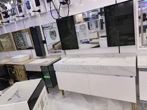 150cm Double Bowl Cabinet White and Black