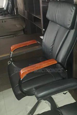 High-Back Black Leather Executive Office Chair