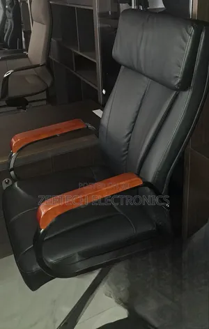 High-Back Black Leather Executive Office Chair