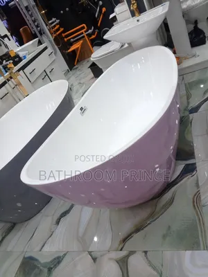 Glossy White and Pink Acrylic Bathtub