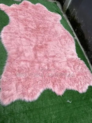 Butterfly Design Shape Pink Colour Fur Rug