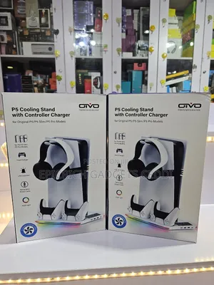 Ps5 Cooling Stand Dual Charger RGB Led 3-Level Fans Retractable Cable