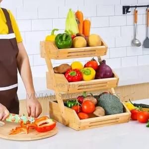 3tier Bamboo Fruit and Vegetables Storage Kitchen Rack.