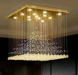 600mm Modern Led Crystal Rain Drop Light Square Shape